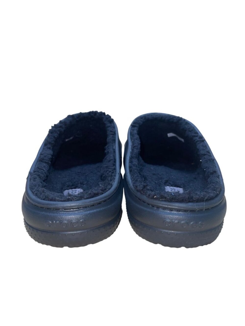 Crocs Women’s Black Fuzzy Lined Winter Comfort Slip-On Mule Clogs Size 10 - Picture 8 of 9
